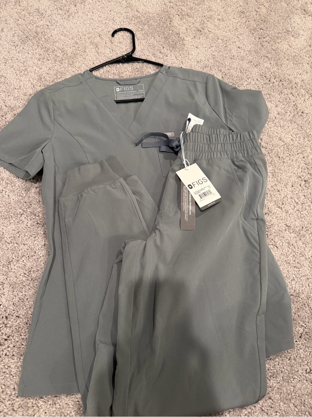 FIGS Slate Gray V-Neck Scrub Top and Elastic-Waist Pants